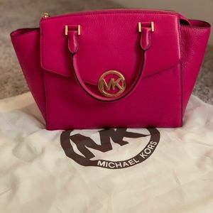 Michael Kors Medium Leather Satchel Pink